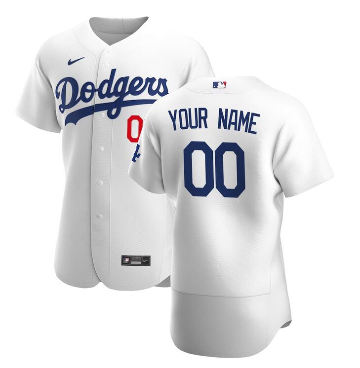 Men Los Angeles Dodgers Nike White 2020 Home Authentic Custom MLB Jersey->customized mlb jersey->Custom Jersey